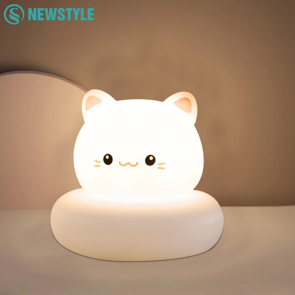 Baby Nursery Night Light - ไฟกลางคืน LED รูปแมว 3 ระดับความสว่าง ปรับได้