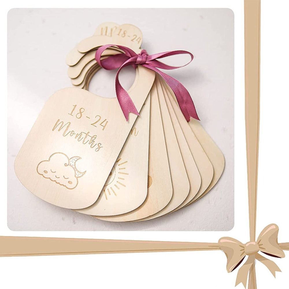Baby Nursery Hangers - ตัวแบ่งตู้เสื้อผ้าเด็กแบบไม้ 7/8 ชิ้น ชุดตัวอักษรการ์ตูน ตัวแบ่งตู้เสื้อผ้าเด็กแบบแขวน ที่แขวนเสื้อผ้าเด็ก