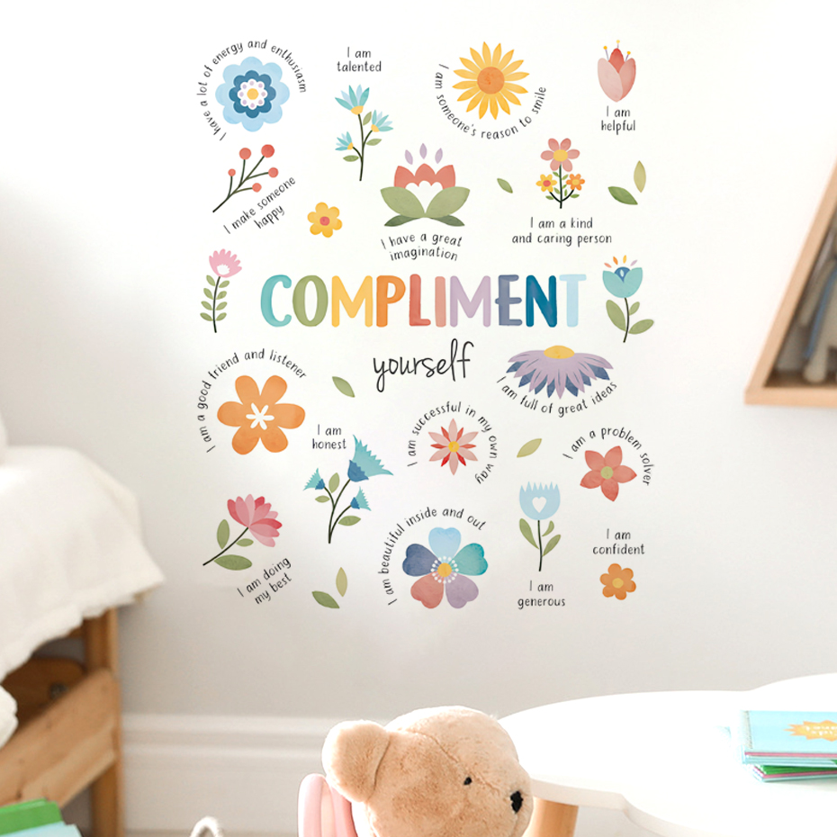 Baby Nursery Package - ภาษาอังกฤษที่มีสีสันคําคมสร้างแรงบันดาลใจสีน้ําสติ๊กเกอร์ติดผนังเด็กทารกเนอสเซอรี่ Art Decal เด็กห้องน้ําสติกเกอร์ตกแต่งบ้าน