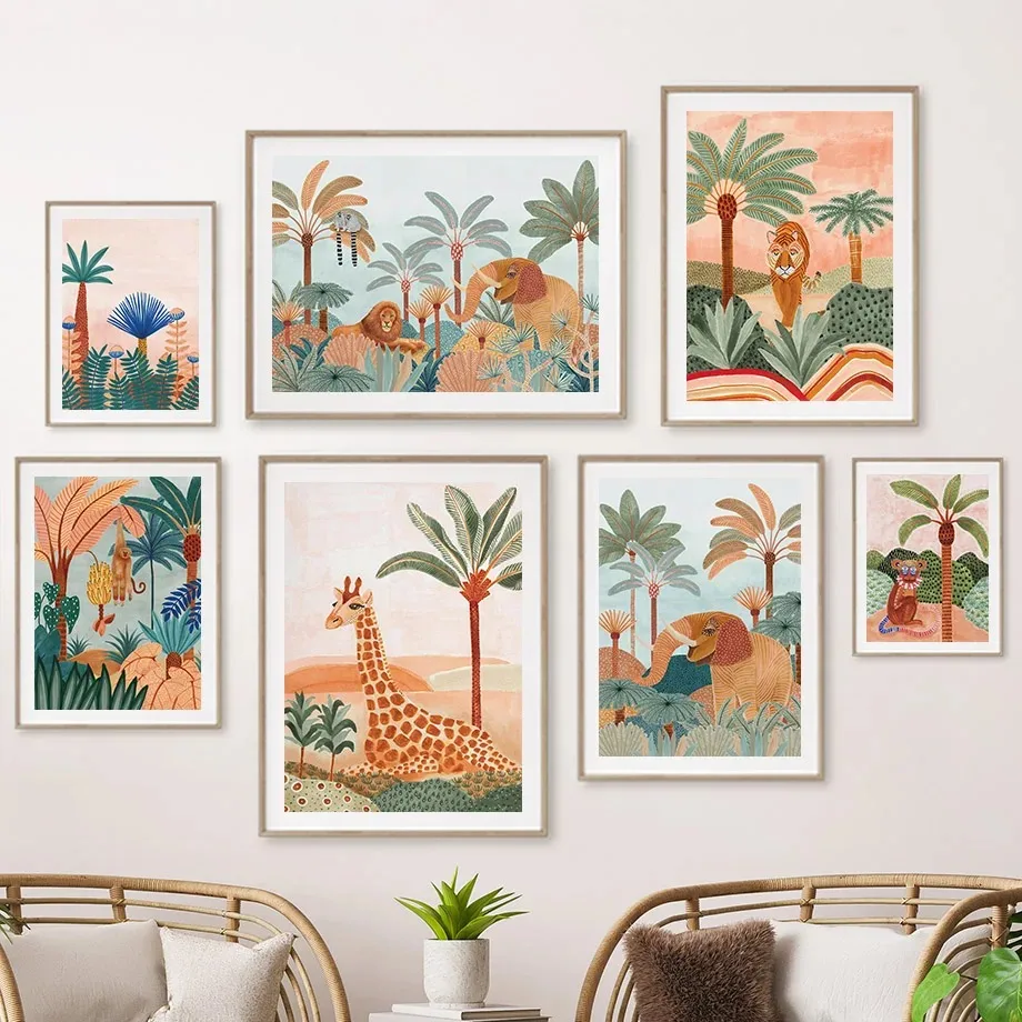 Baby Nursery Jungle Animals - โบโฮ จังเกิ้ล แอนิมอลส์ เสือ ลิง ยีราฟ