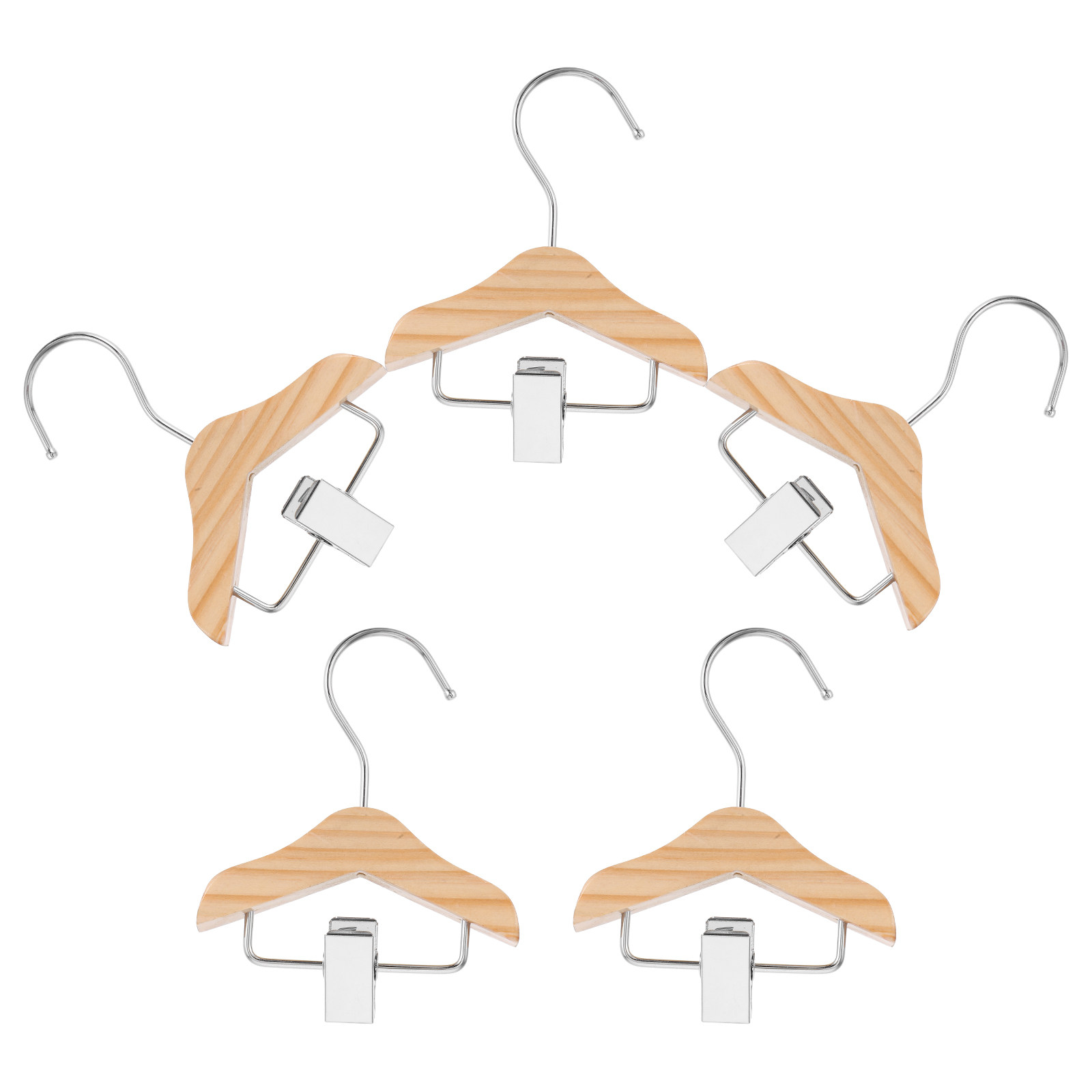 Baby Nursery Hangers - ไม้แขวนเสื้อไม้ขนาดเล็ก 5 ชิ้นสำหรับเด็ก โครงสร้างแข็งแรง พื้นผิวเรียบไม่มีเสี้ยน เหมาะสำหรับเสื้อผ้าเด็กหญิงเด็กชายในห้องเด็กอ่อน