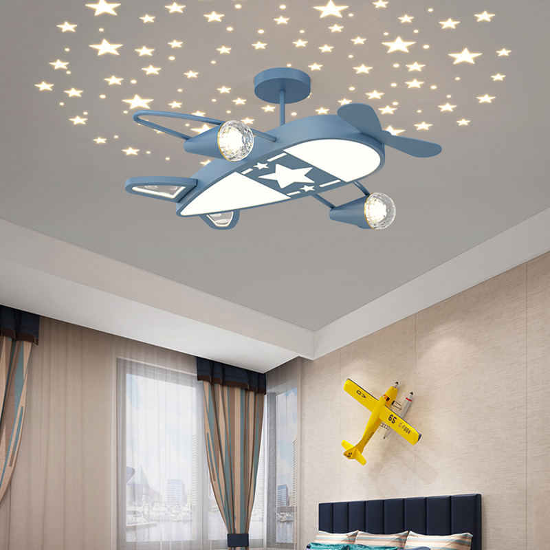 Baby Nursery Ceiling Light - Starry Sky เครื่องบินโรแมนติกเด็กโคมไฟเพดานโมเดิร์นสร้างสรรค์เด็กสาวห้องนอนเด็กตกแต่งห้องโคมไฟเพดาน