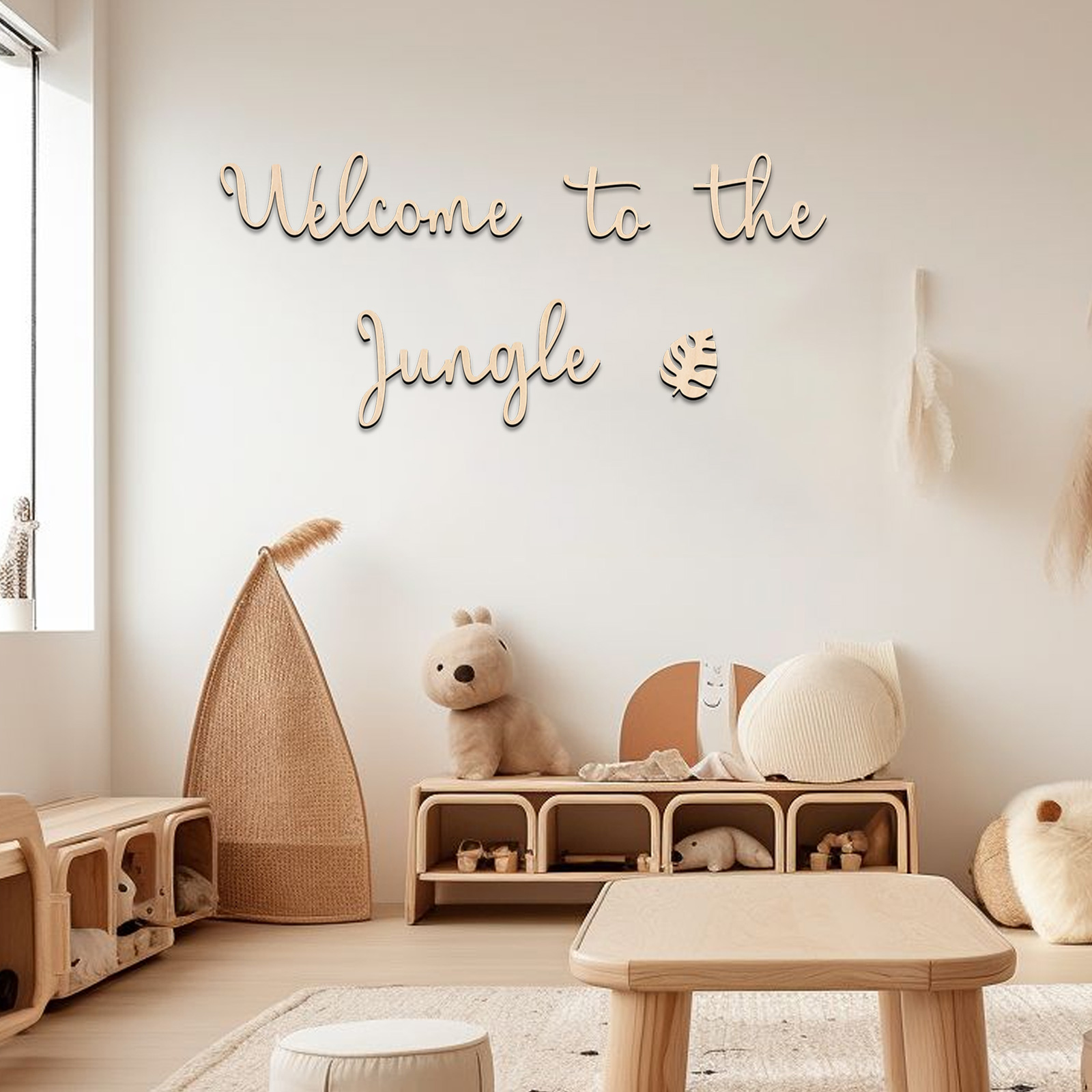 Baby Nursery Jungle Animals - ป้ายไม้ต้อนรับสู่ป่า - ของตกแต่งห้องเด็ก, งานศิลปะติดผนังธีมป่า, ธีมสัตว์ป่า, ของขวัญสำหรับงานเลี้ยงฉลองทารก,