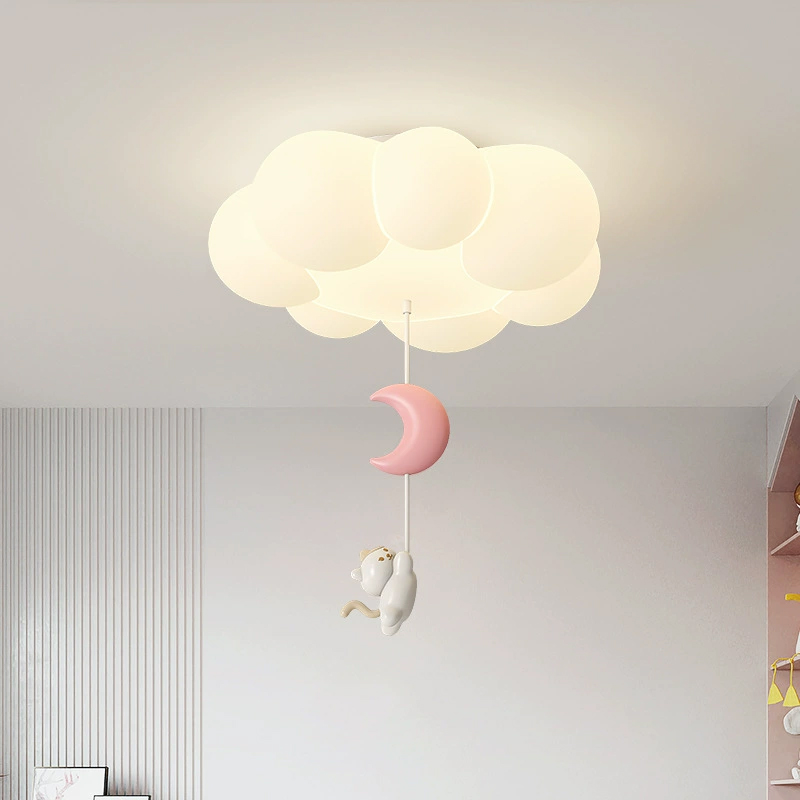 Baby Nursery Ceiling Light - โคมไฟเพดานรูปทรงเมฆสำหรับห้องเด็กสมัยใหม่ ไฟ LED สำหรับห้องนอนเด็กชายและเด็กหญิง สไตล์ครีมโทนอุ่น โคมไฟเพดานอะคริลิกสำหรับห้องเด็กอ่อน