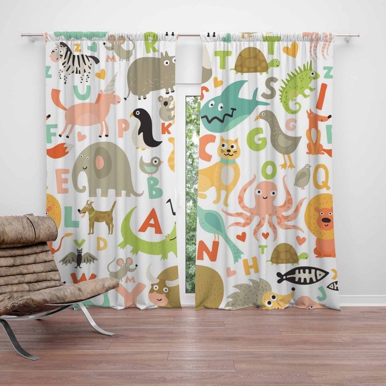 ผ้าม่านลายตัวอักษร ABC สำหรับห - Baby Nursery Blackout Curtains บทวิจารณ์และราคา