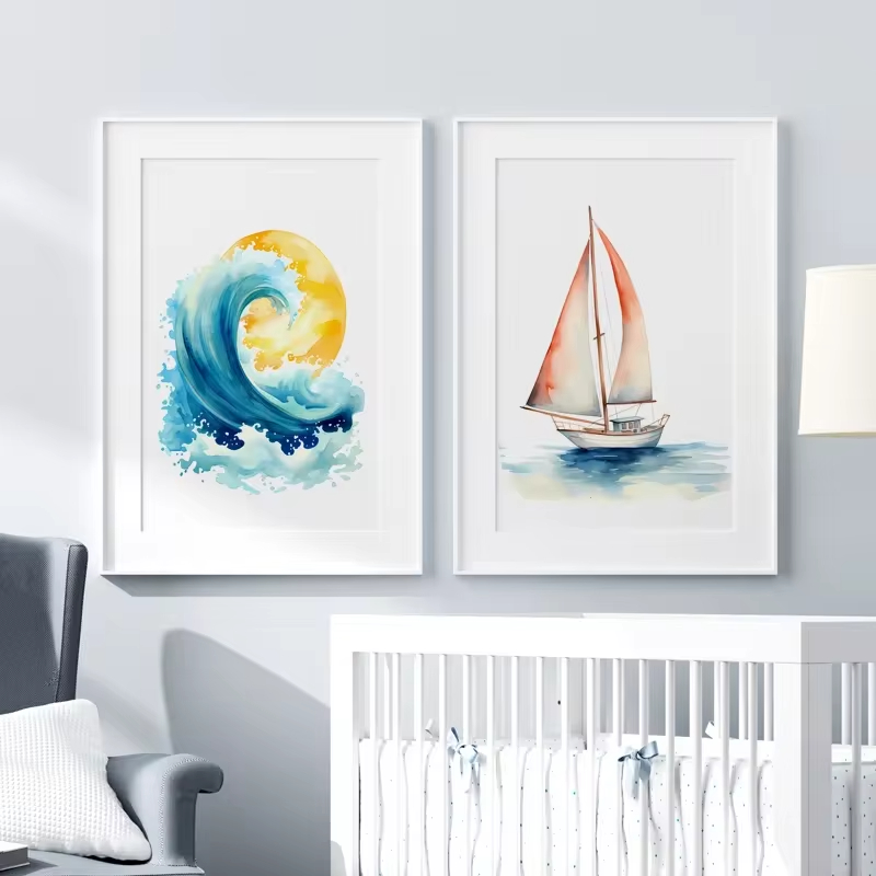สถานรับเลี้ยงเด็กลาย Surf ประภ - Baby Nursery Ocean Theme บทวิจารณ์และราคา