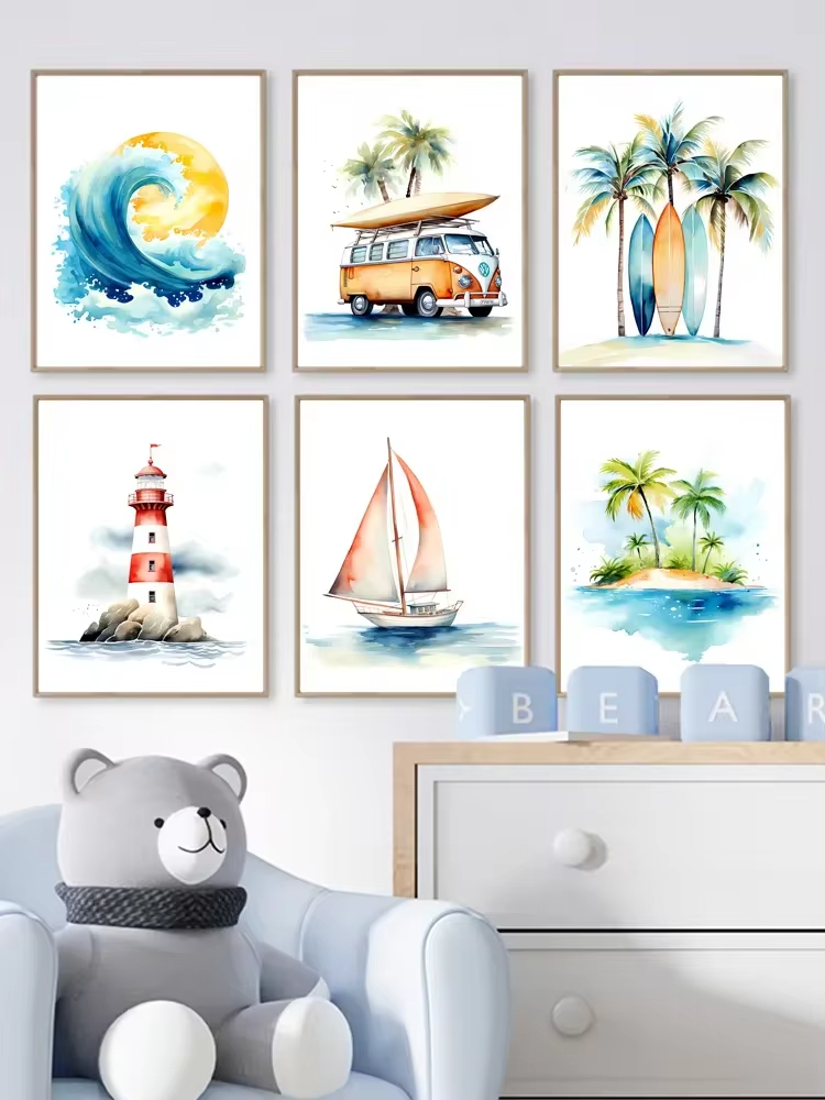 สถานรับเลี้ยงเด็กลาย Surf ประภ - Baby Nursery Ocean Theme บทวิจารณ์และราคา