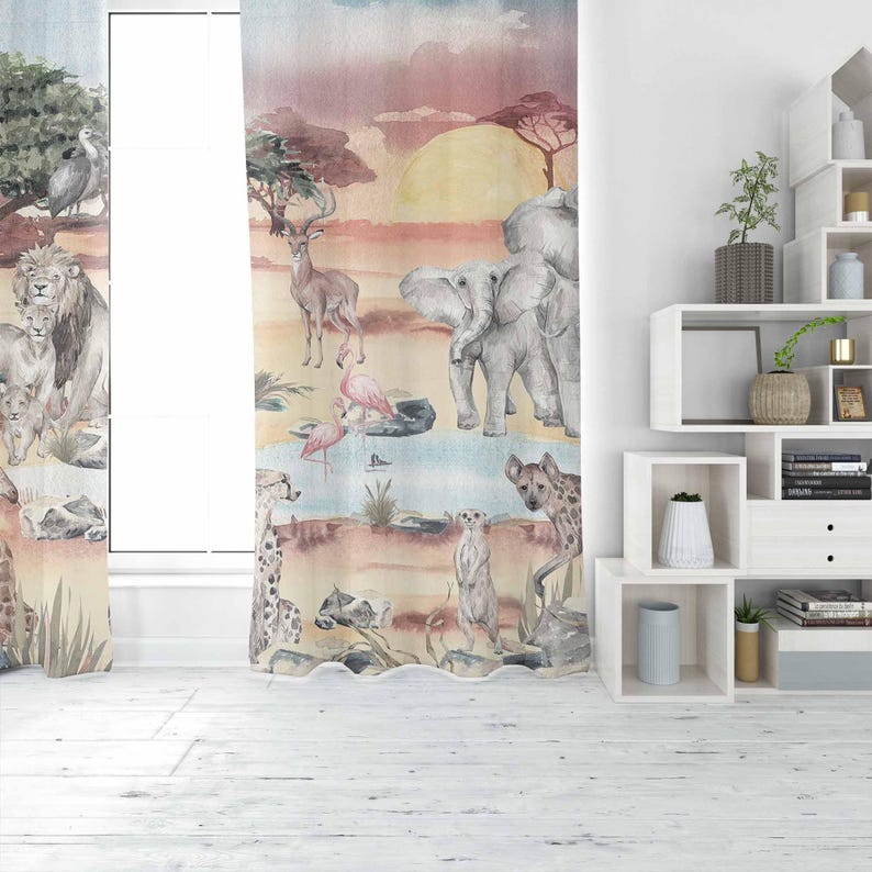 ผ้าม่านลายสัตว์ซาฟารีสำหรับห้อ - Baby Nursery Blackout Curtains บทวิจารณ์และราคา