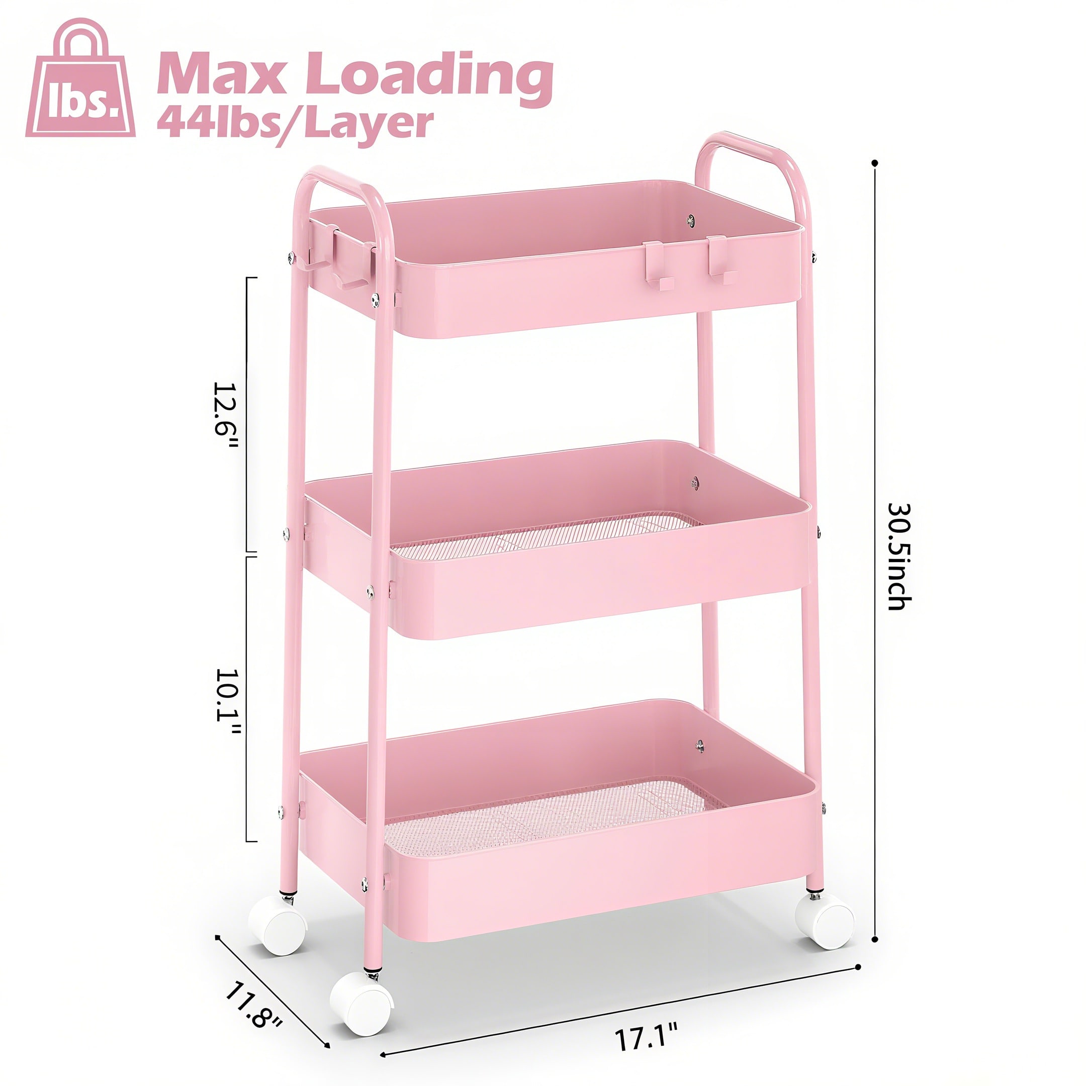 รถเข็นโลหะ 3 ชั้นพร้อมล้อเลื่อ - Baby Nursery Trolley บทวิจารณ์และราคา