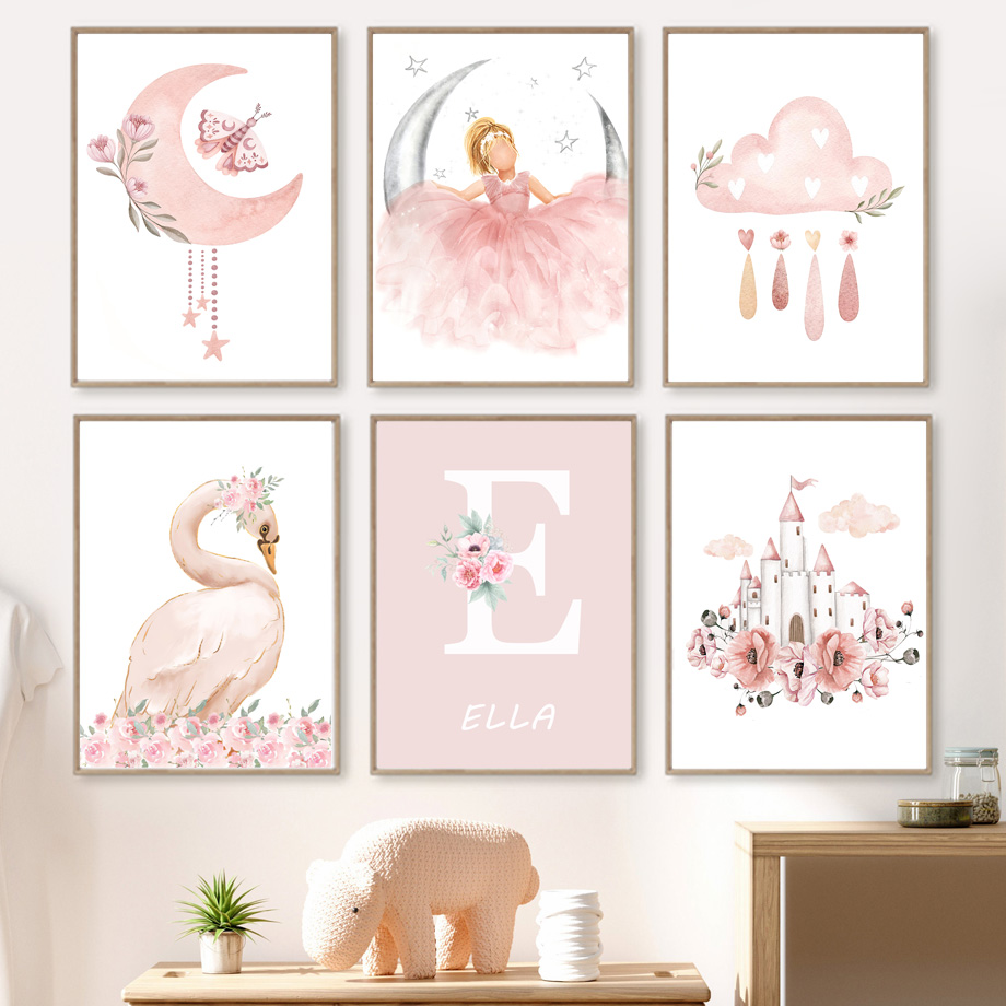 Pink Angel Girl Sun Moon Cloud - Baby Nursery Modern บทวิจารณ์และราคา