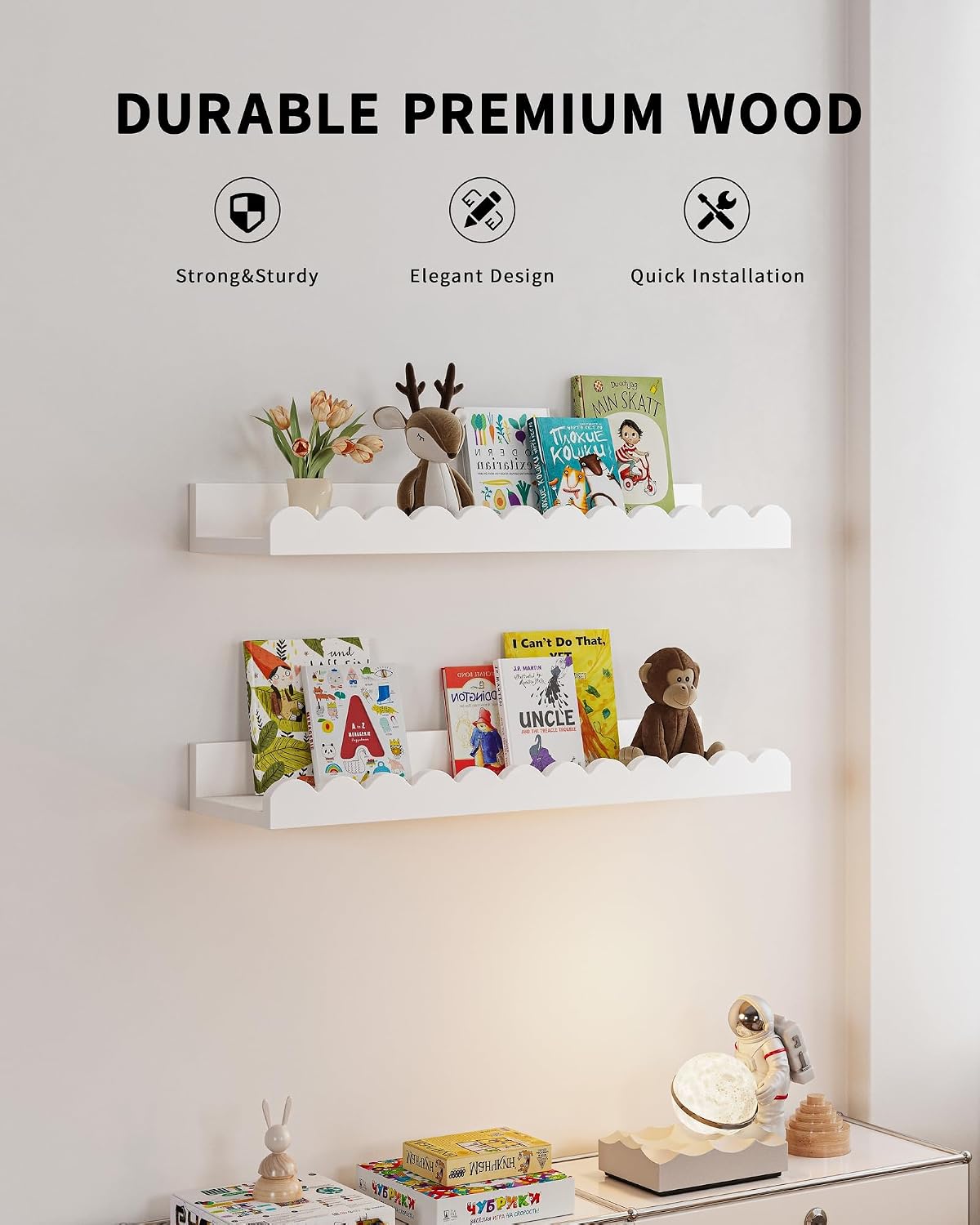 ชุดชั้นวางหนังสือเด็กแบบลอยตัว - Baby Nursery Bookshelf บทวิจารณ์และราคา