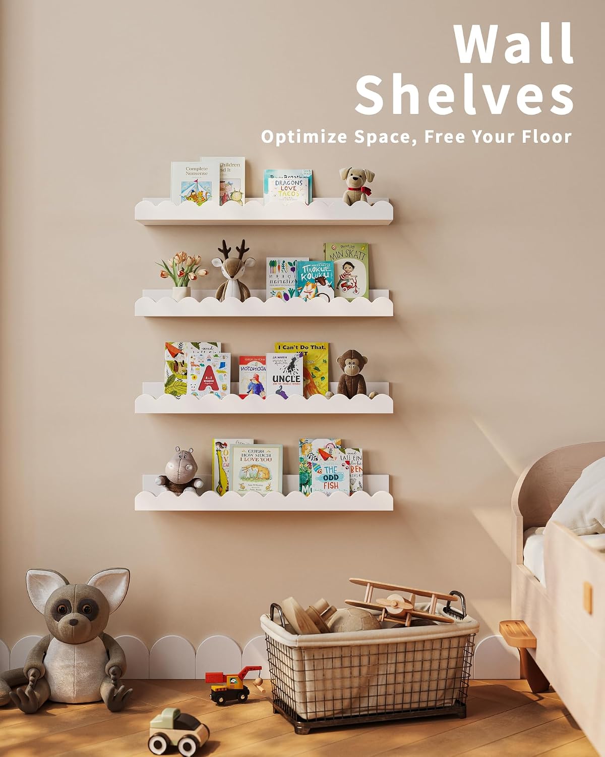 ชุดชั้นวางหนังสือเด็กแบบลอยตัว - Baby Nursery Bookshelf บทวิจารณ์และราคา
