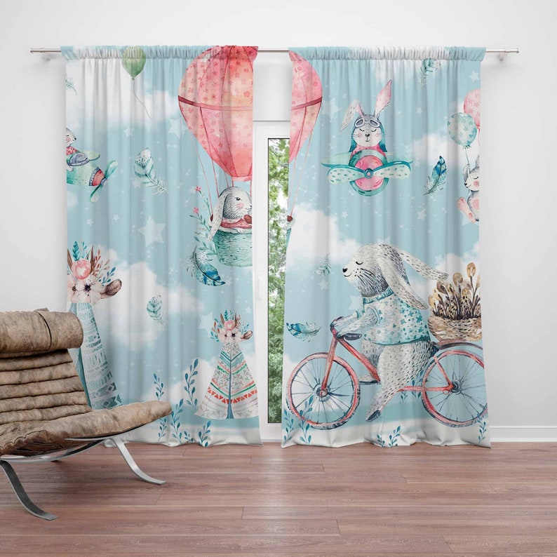 ม่านห้องเด็กเล็ก ลายกระต่ายน้อ - Baby Nursery Blackout Curtains บทวิจารณ์และราคา