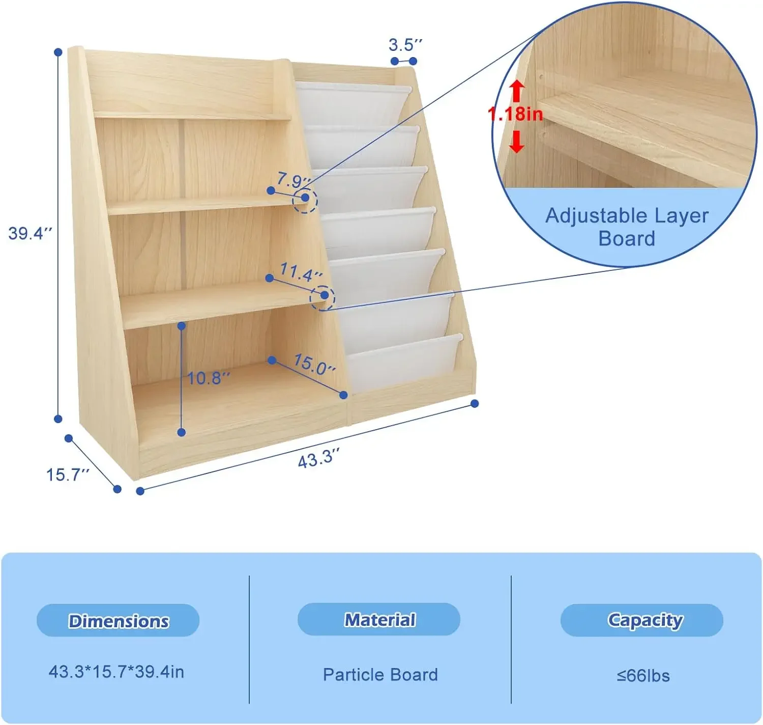ชั้นวางหนังสือเด็ก 4 ชั้น ชั้น - Baby Nursery Bookshelf บทวิจารณ์และราคา