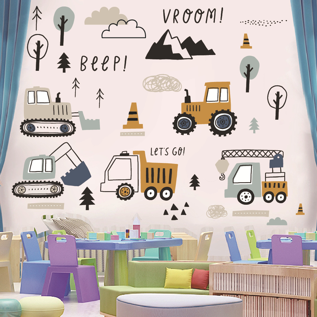 การ์ตูนExcavatorวิศวกรรมรถสติ๊ - Baby Nursery Package บทวิจารณ์และราคา
