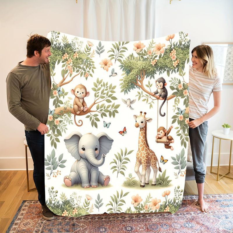 VIKAMA ผ้าห่มเด็กสัตว์ป่าสีน้ำ - Baby Nursery Jungle Animals บทวิจารณ์และราคา