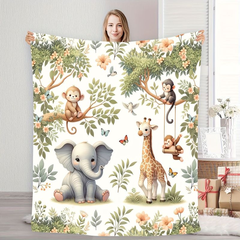 VIKAMA ผ้าห่มเด็กสัตว์ป่าสีน้ำ - Baby Nursery Jungle Animals บทวิจารณ์และราคา
