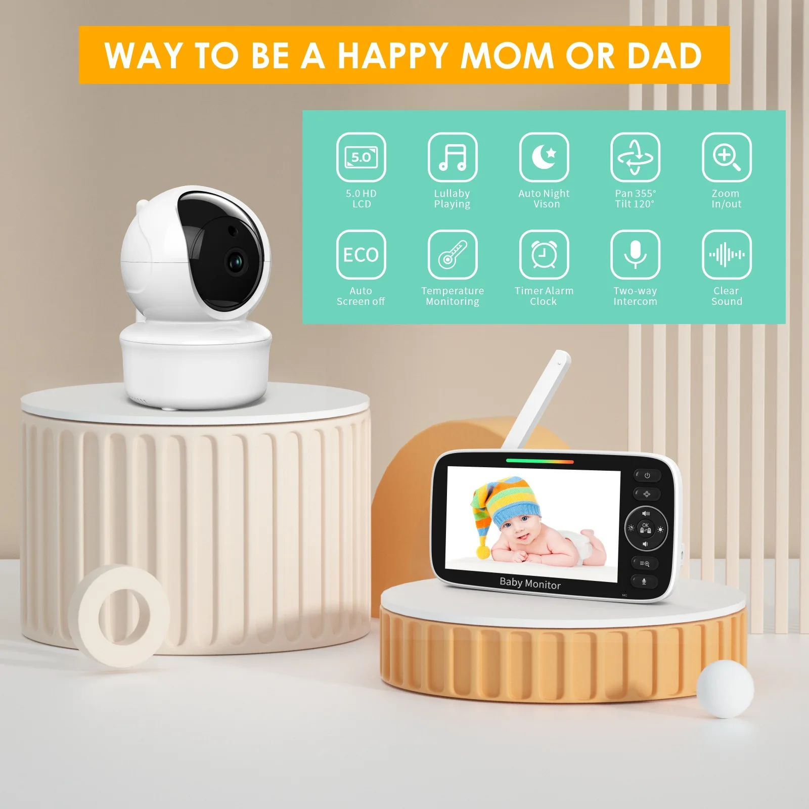 จอภาพดูเด็กพร้อมหน้าจอ LCD 5 น - Baby Nursery Videos บทวิจารณ์และราคา