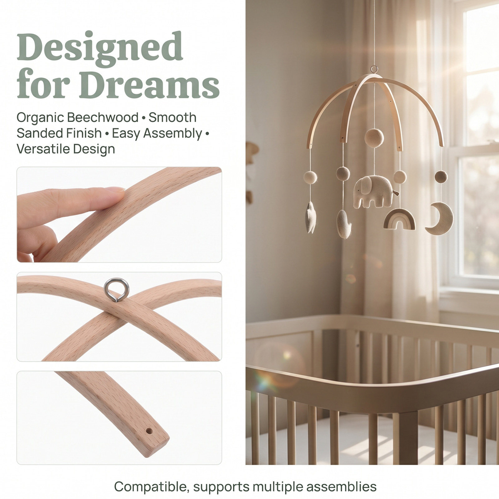 โครงไม้ไผ่สำหรับแขวนโมบาย ที่แ - Baby Nursery Hangers บทวิจารณ์และราคา