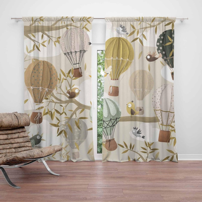 ม่านลูกโป่งลมร้อน ลายสัตว์นก ม - Baby Nursery Blackout Curtains บทวิจารณ์และราคา