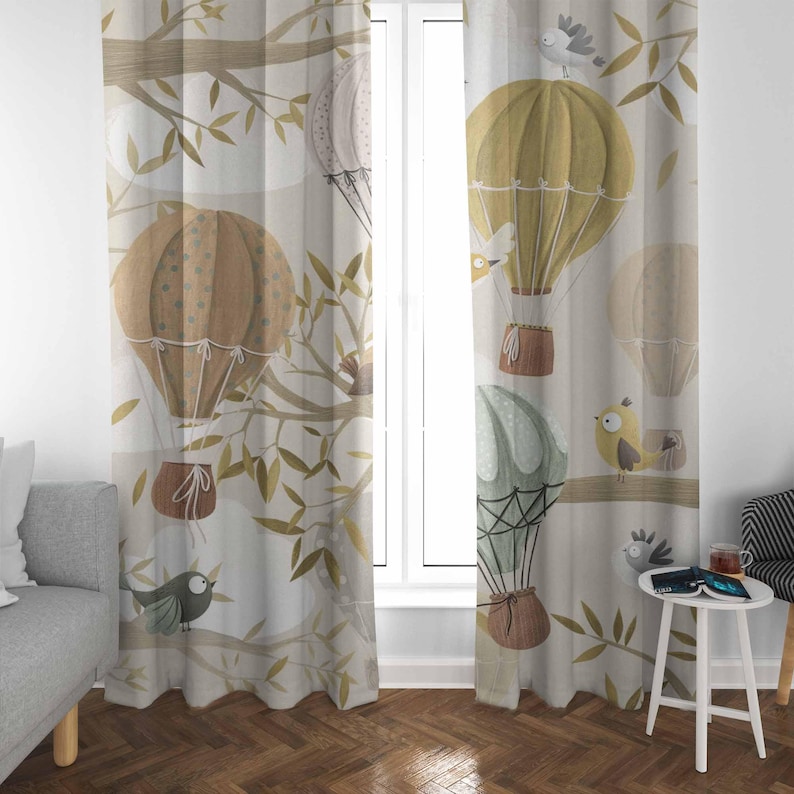 ม่านลูกโป่งลมร้อน ลายสัตว์นก ม - Baby Nursery Blackout Curtains บทวิจารณ์และราคา