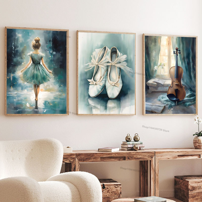 ภาพวาดสีน้ำ บัลเลต์ เด็กผู้หญิ - Baby Nursery Modern บทวิจารณ์และราคา