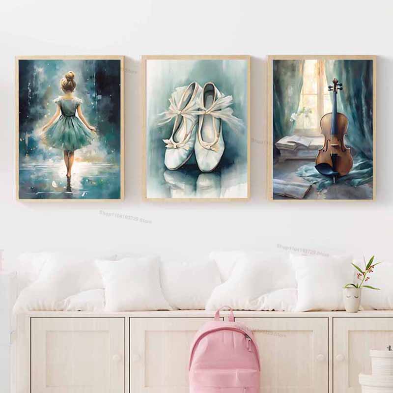 ภาพวาดสีน้ำ บัลเลต์ เด็กผู้หญิ - Baby Nursery Modern บทวิจารณ์และราคา
