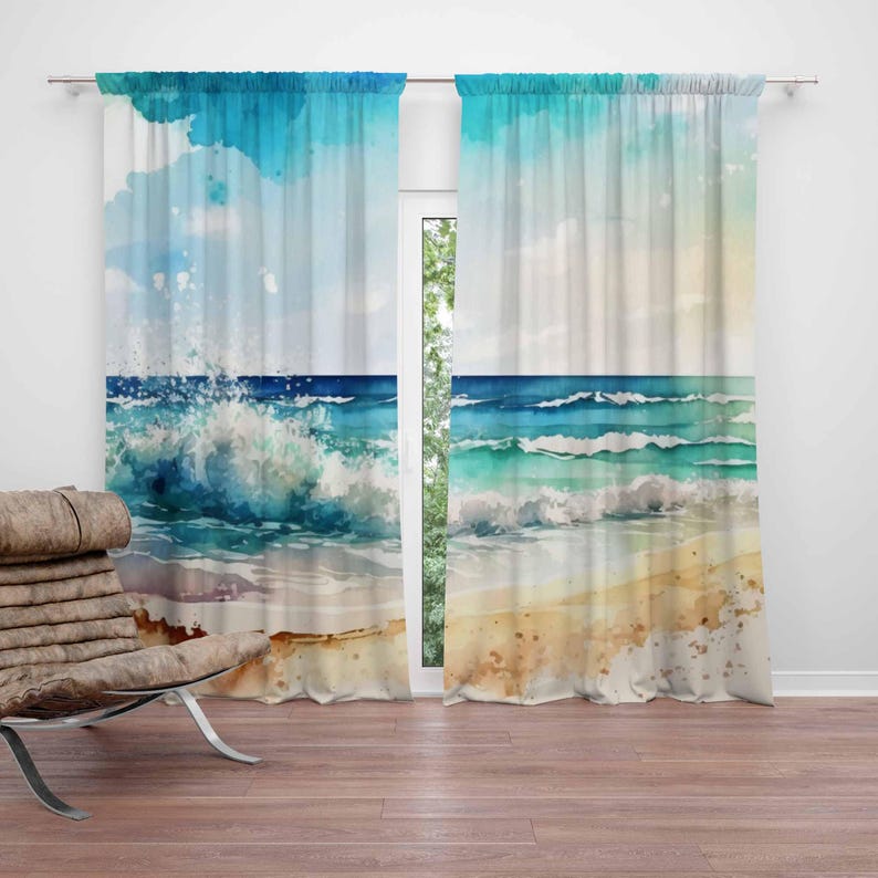 ม่านคลื่นทะเล ธรรมชาติแห่งมหาส - Baby Nursery Blackout Curtains บทวิจารณ์และราคา