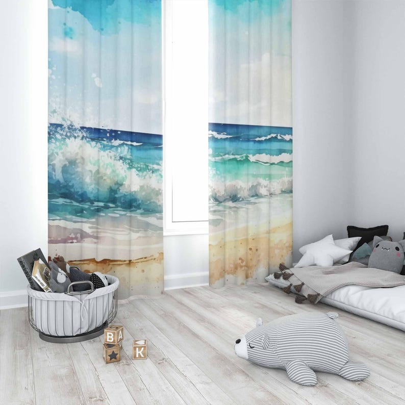 ม่านคลื่นทะเล ธรรมชาติแห่งมหาส - Baby Nursery Blackout Curtains บทวิจารณ์และราคา