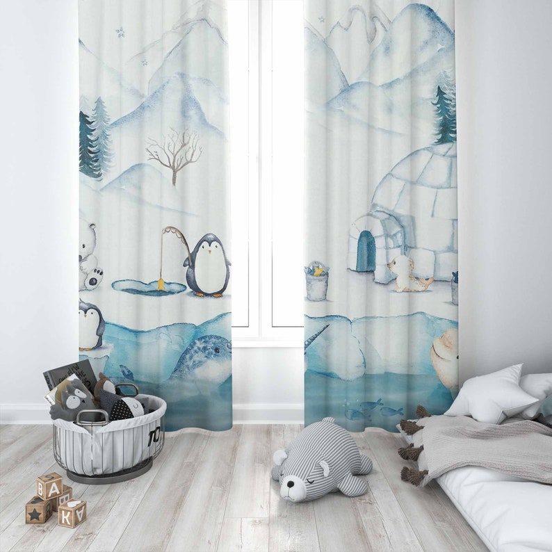 ผ้าม่านห้องเด็ก ลายสัตว์อาร์กต - Baby Nursery Blackout Curtains บทวิจารณ์และราคา