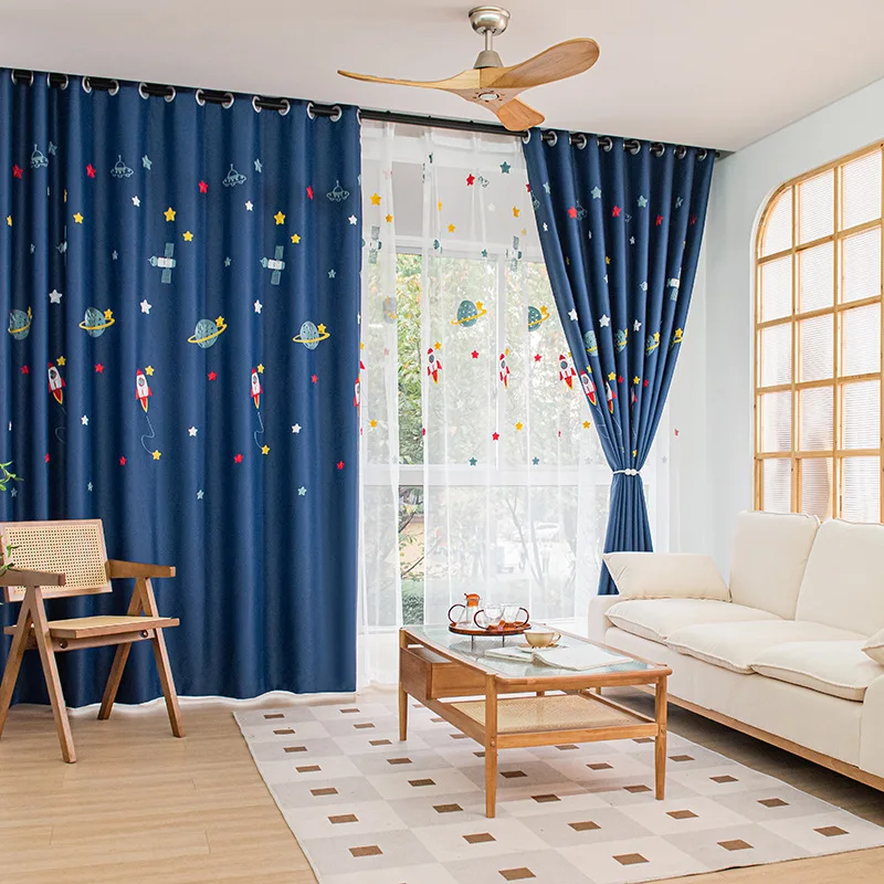 ผ้าม่านกันแสงลายการ์ตูนรูปจรวด - Baby Nursery Blackout Curtains บทวิจารณ์และราคา