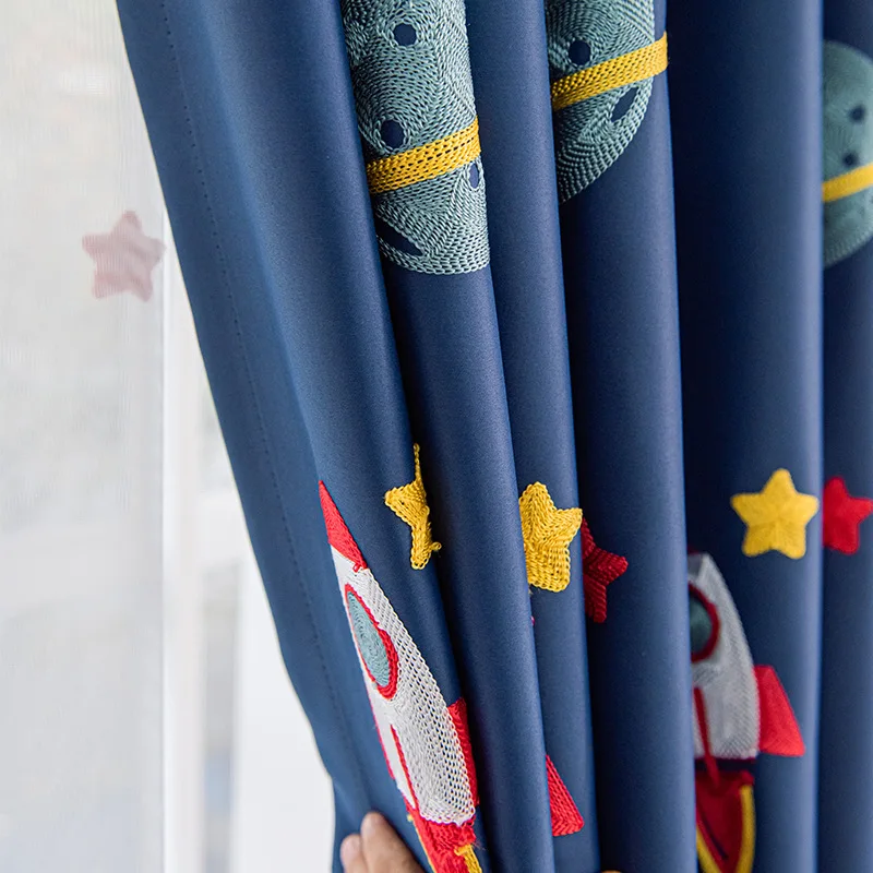 ผ้าม่านกันแสงลายการ์ตูนรูปจรวด - Baby Nursery Blackout Curtains บทวิจารณ์และราคา