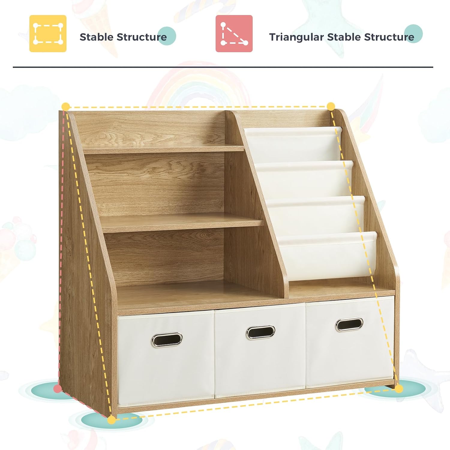 ชั้นวางหนังสือและของเล่นไม้แบบ - Baby Nursery Bookshelf บทวิจารณ์และราคา