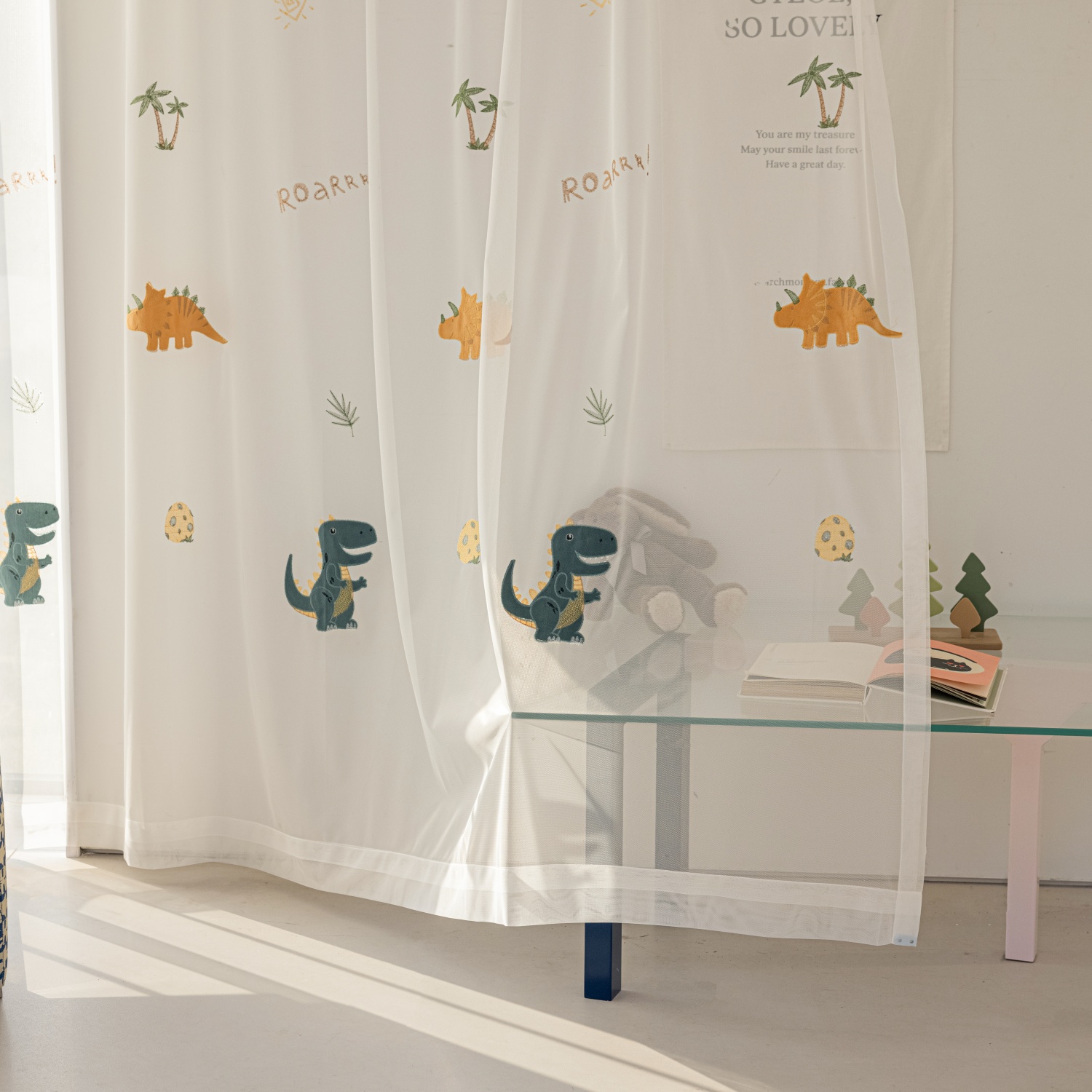 สีฟ้าการ์ตูนไดโนเสาร์เด็กม่านบ - Baby Nursery Blackout Curtains บทวิจารณ์และราคา