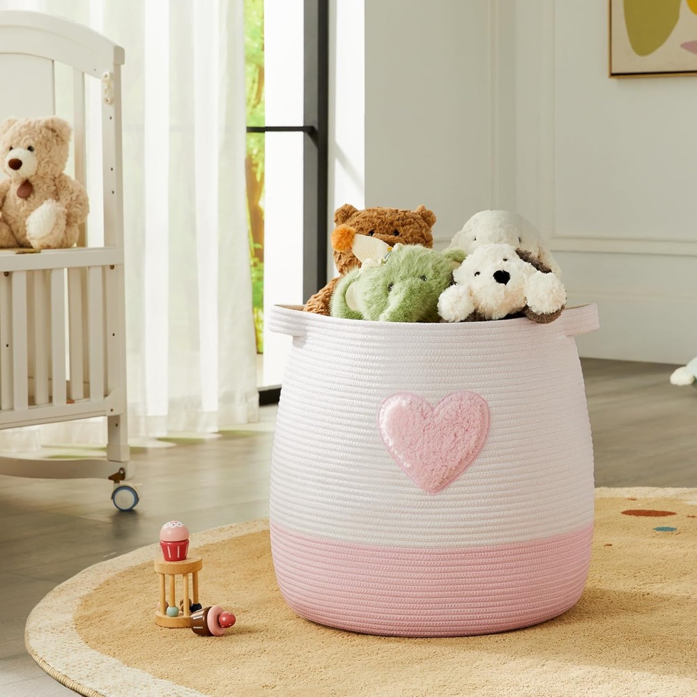 สีชมพูตะกร้าซักผ้า Hamper สําห - Baby Nursery Modern บทวิจารณ์และราคา