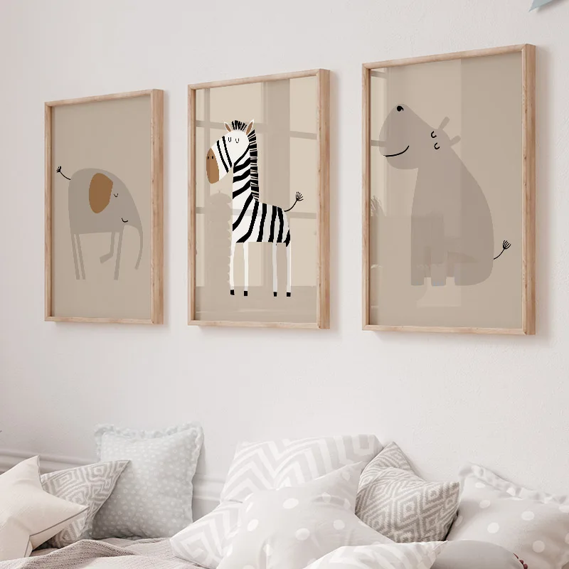 ภาพพิมพ์บนผ้าใบลายสัตว์ป่า 1 ช - Baby Nursery Jungle Animals บทวิจารณ์และราคา