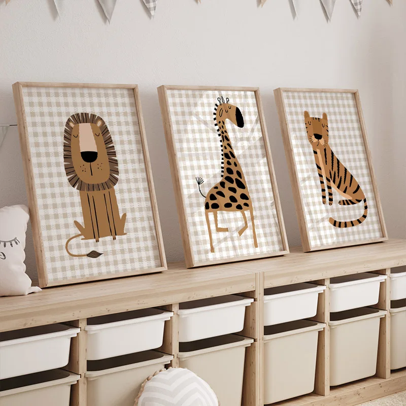 ภาพพิมพ์บนผ้าใบลายสัตว์ป่า 1 ช - Baby Nursery Jungle Animals บทวิจารณ์และราคา