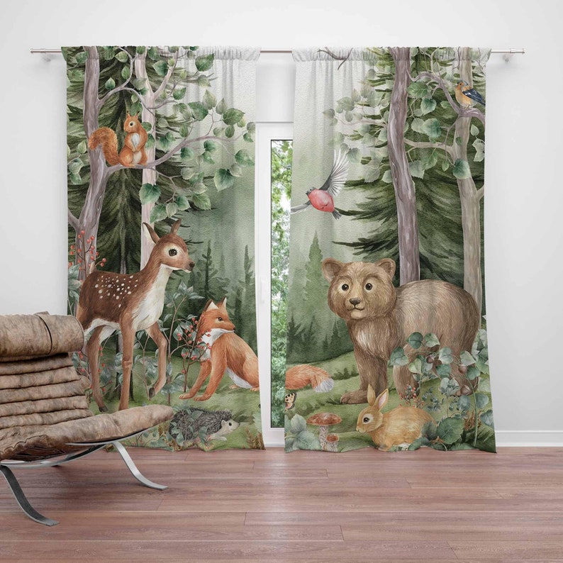 ม่านลายสัตว์ป่าสำหรับห้องเด็ก  - Baby Nursery Blackout Curtains บทวิจารณ์และราคา