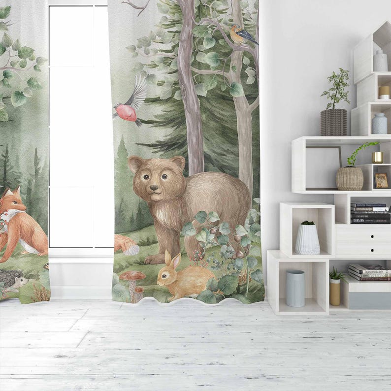 ม่านลายสัตว์ป่าสำหรับห้องเด็ก  - Baby Nursery Blackout Curtains บทวิจารณ์และราคา