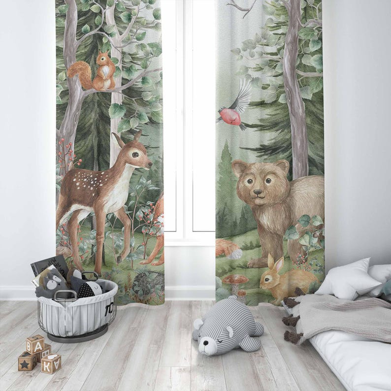 ม่านลายสัตว์ป่าสำหรับห้องเด็ก  - Baby Nursery Blackout Curtains บทวิจารณ์และราคา