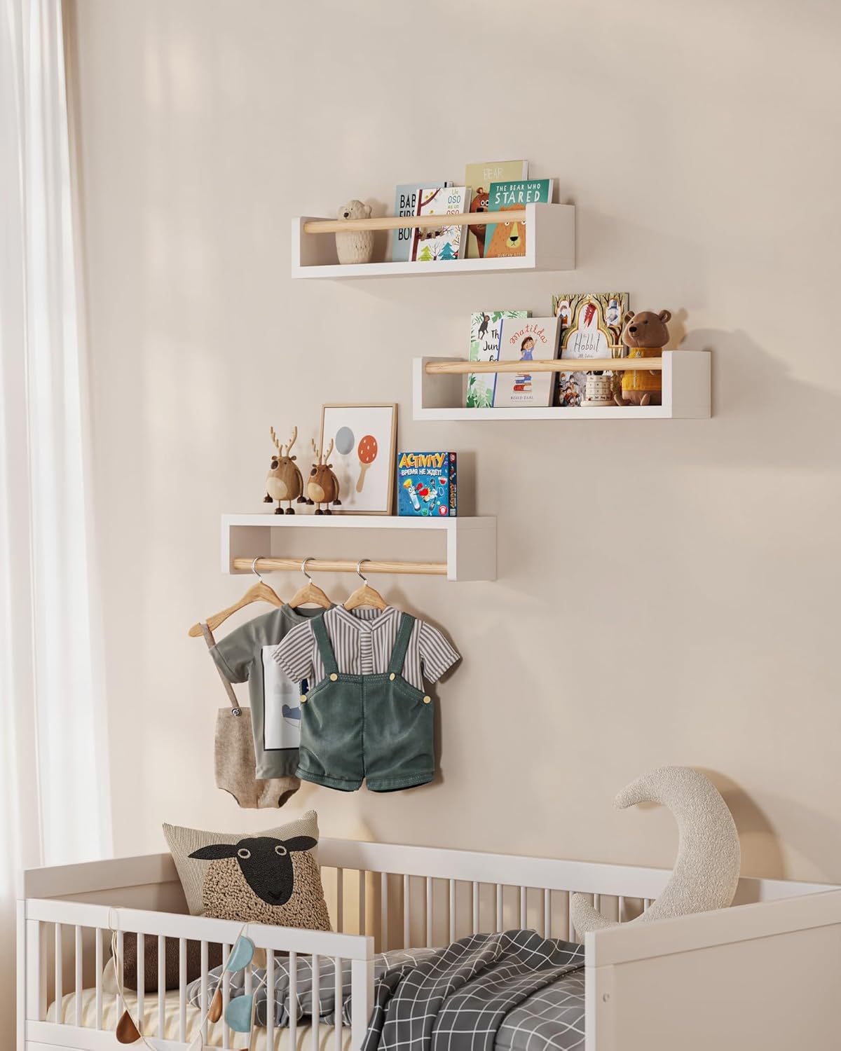 ชุดชั้นวางหนังสือแบบลอยตัว 3 ช - Baby Nursery Bookshelf บทวิจารณ์และราคา