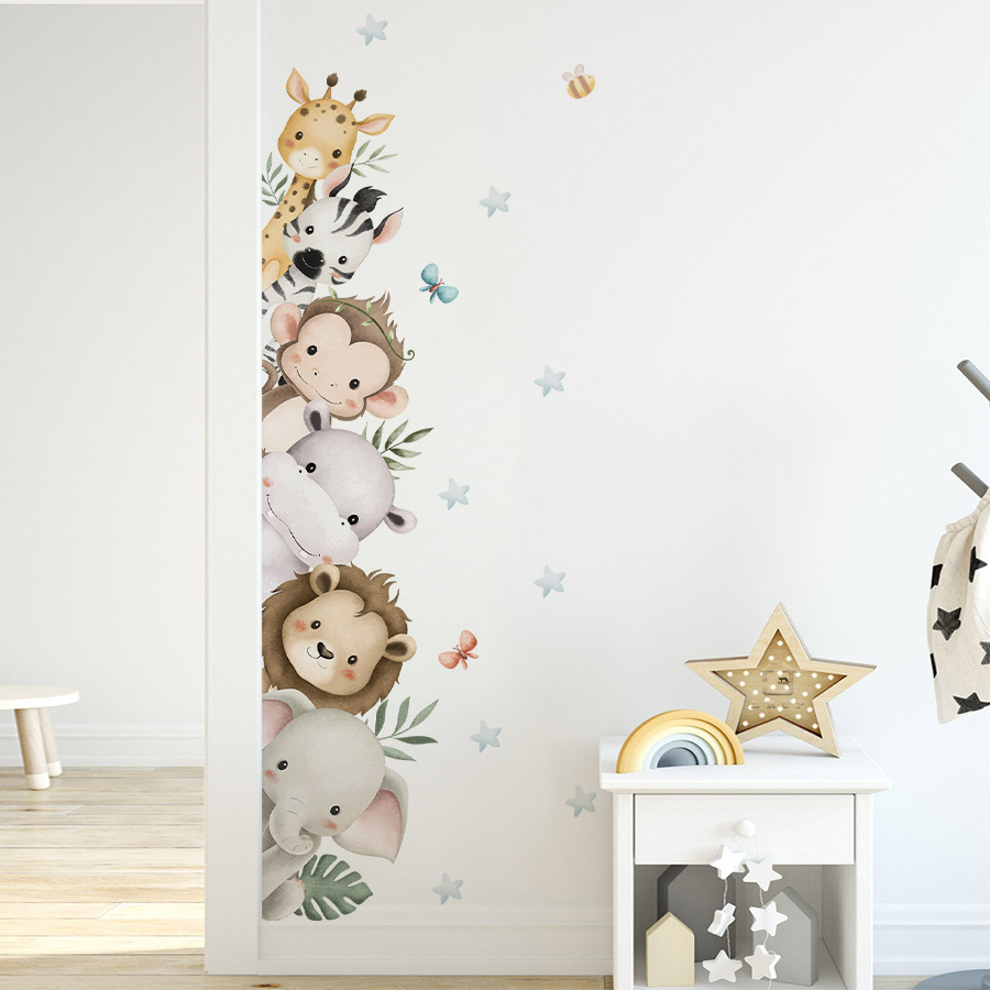 สติกเกอร์สีน้ําน่ารักสัตว์ป่าช - Baby Nursery Jungle Animals บทวิจารณ์และราคา