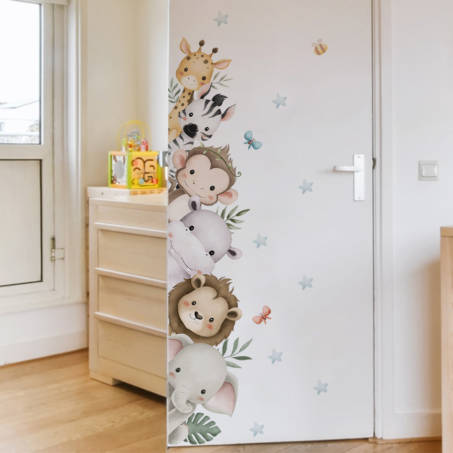 สติกเกอร์สีน้ําน่ารักสัตว์ป่าช - Baby Nursery Jungle Animals บทวิจารณ์และราคา