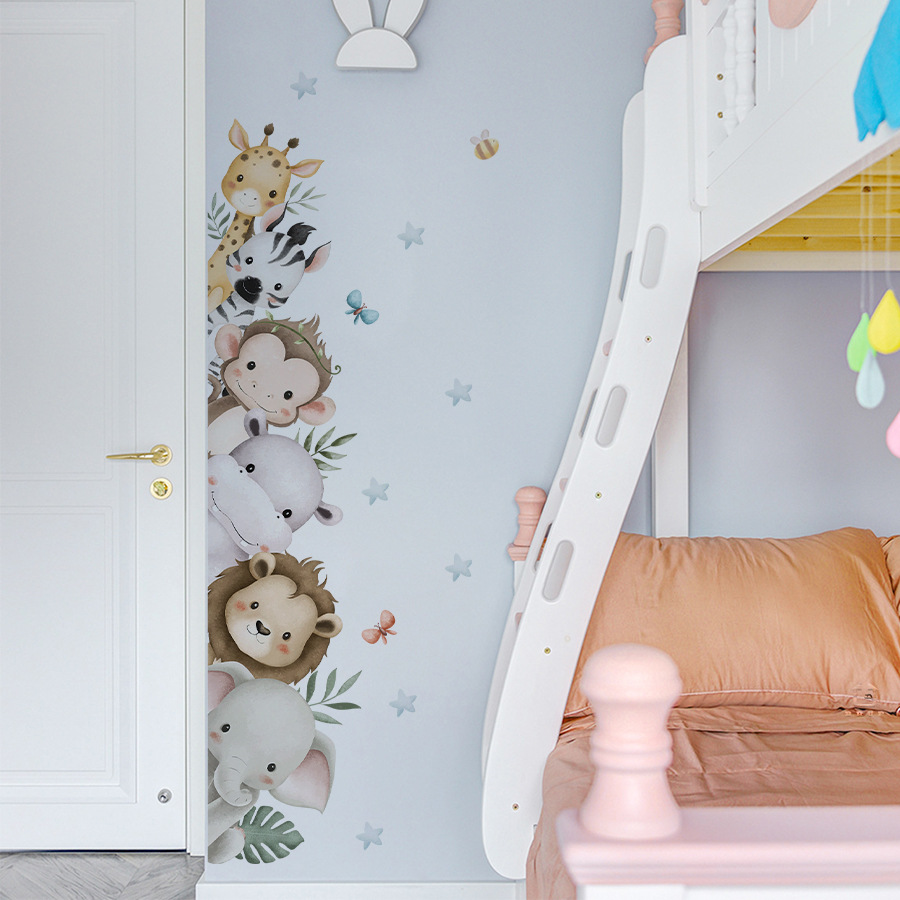 สติกเกอร์สีน้ําน่ารักสัตว์ป่าช - Baby Nursery Jungle Animals บทวิจารณ์และราคา