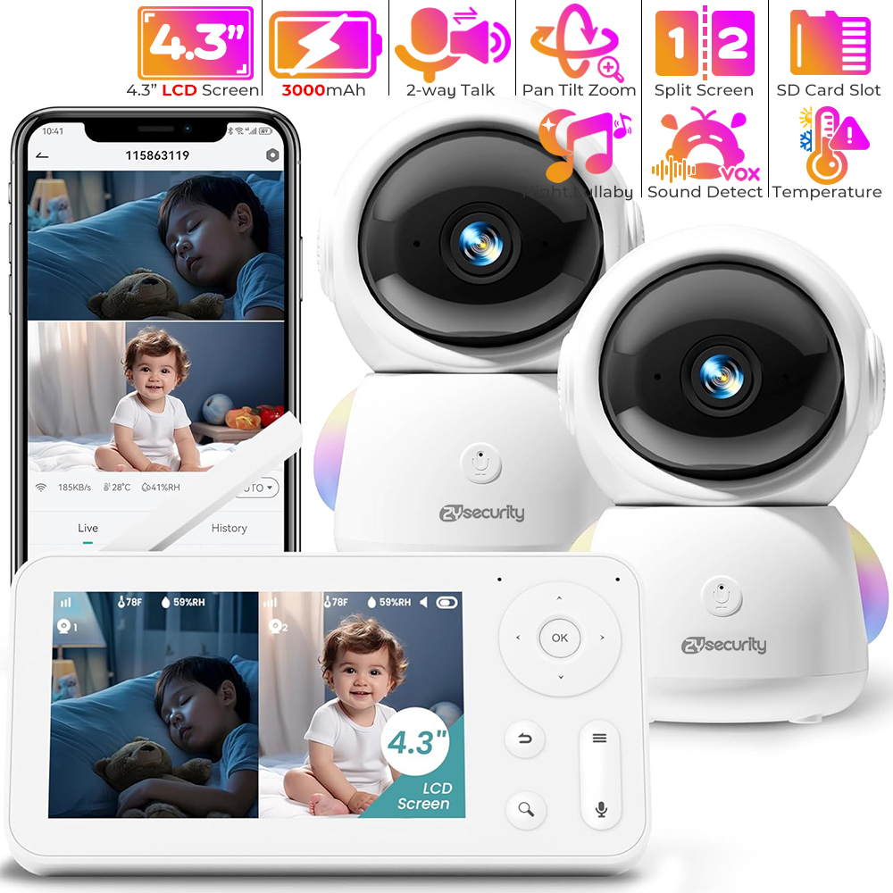 2K Baby Monitor พร้อม 2 กล้องแ - Baby Nursery Night Light บทวิจารณ์และราคา