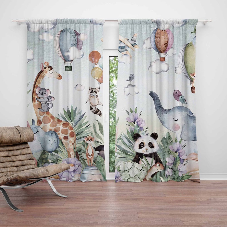 ผ้าม่านลายสัตว์ซาฟารีสำหรับห้อ - Baby Nursery Blackout Curtains บทวิจารณ์และราคา