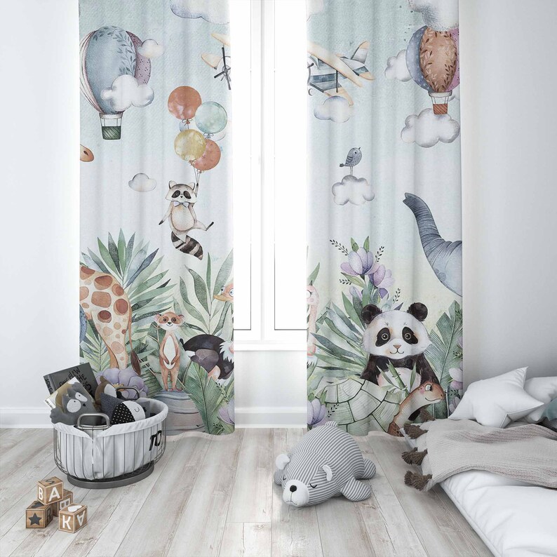 ผ้าม่านลายสัตว์ซาฟารีสำหรับห้อ - Baby Nursery Blackout Curtains บทวิจารณ์และราคา