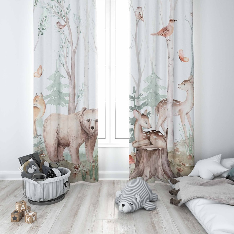 ผ้าม่านลายสัตว์ป่า ผ้าม่านห้อง - Baby Nursery Blackout Curtains บทวิจารณ์และราคา
