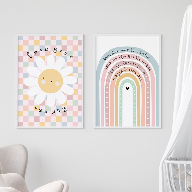 Sun ดอกไม้ Rainbow Cloud Heart - Baby Nursery Modern บทวิจารณ์และราคา